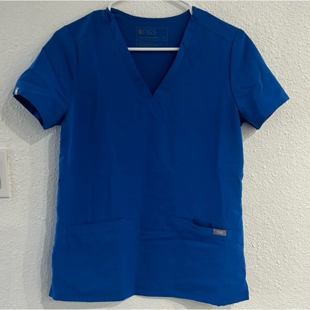 Figs Blue Fitted Short Sleeve Tee